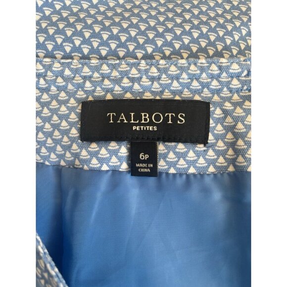 Talbots Petites Size 6P Blue White Mini Skirt Sailboat Print Cotton Blend - Picture 5 of 6